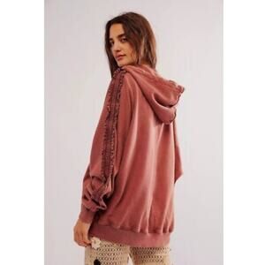 Free People FP Movement XOXO Hoodie Sweatshirt Slouchy Oversized Mauve XL